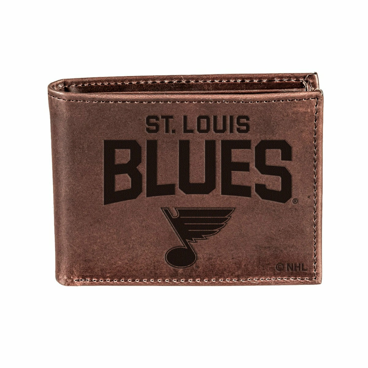 St Louis Blues, Bi-Fold Wallet, Brown, CH, 100% Genuine Leather
