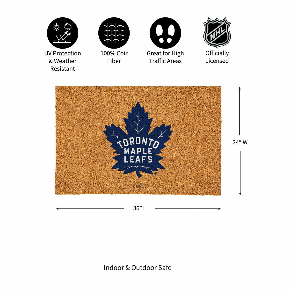 Toronto Maple Leafs Large Full Color Coir Mat, 36"x24"