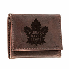 Toronto Maple Leafs, Tri-Fold Wallet, Brown, CH, 100% Genuine Leather