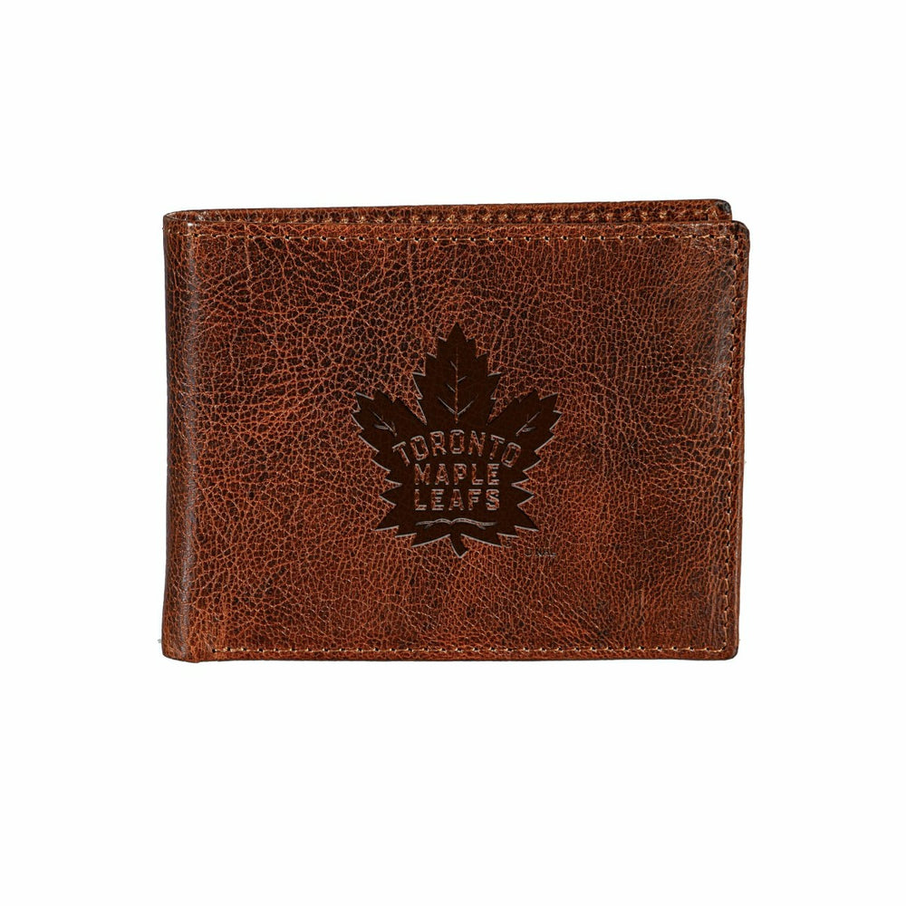 Toronto Maple Leafs, Embossed 100% Genuine Tumbled Leather Passcase Bi
