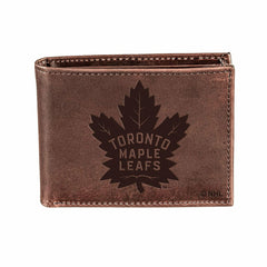 Toronto Maple Leafs, Bi-Fold Wallet, Brown, CH, 100% Genuine Leather
