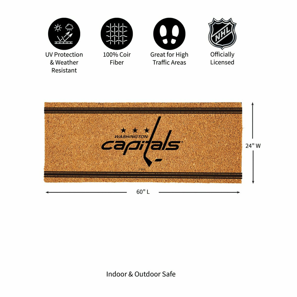 Washington Capitals Extra Large One Color Coir Mat, 60"x24"