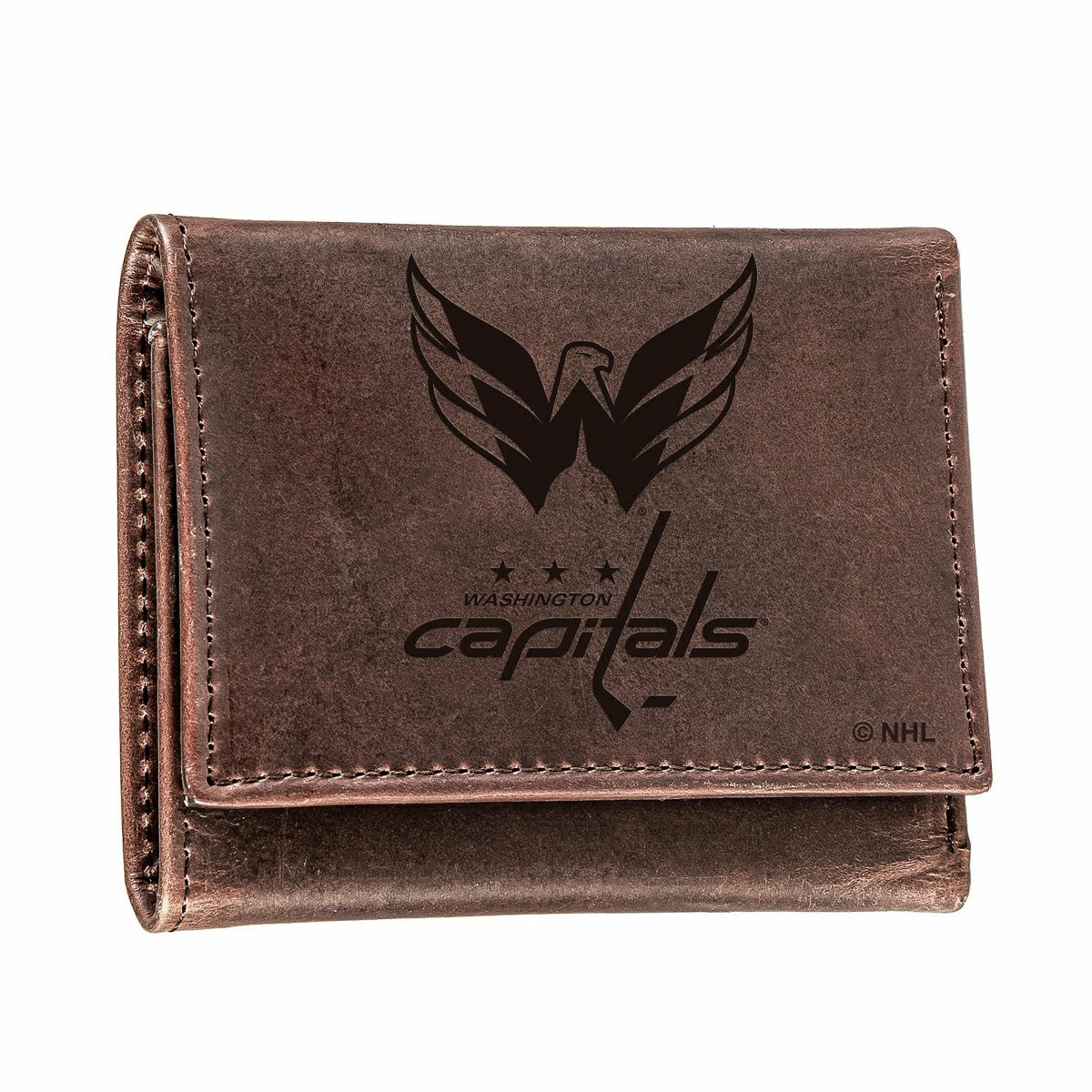 Washington Capitals, Tri-Fold Wallet, Brown, CH, 100% Genuine Leather
