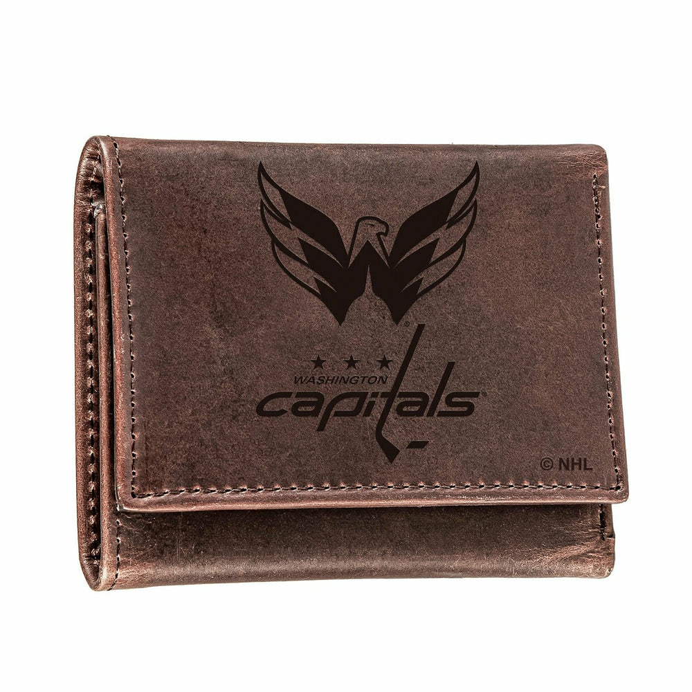 Washington Capitals, Tri-Fold Wallet, Brown, CH, 100% Genuine Leather