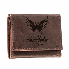 Washington Capitals, Tri-Fold Wallet, Brown, CH, 100% Genuine Leather