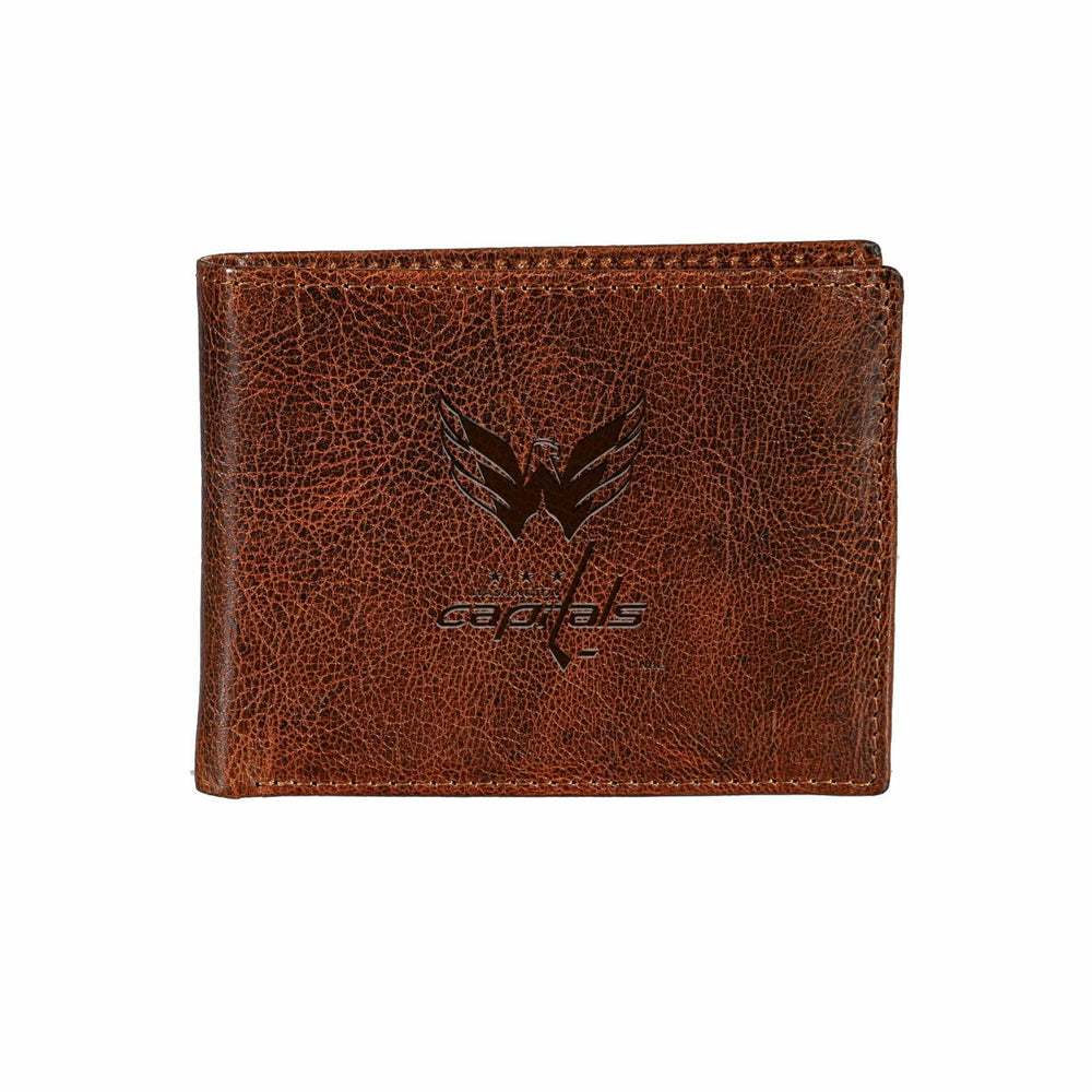 Washington Capitals, Embossed 100% Genuine Tumbled Leather Passcase Bi