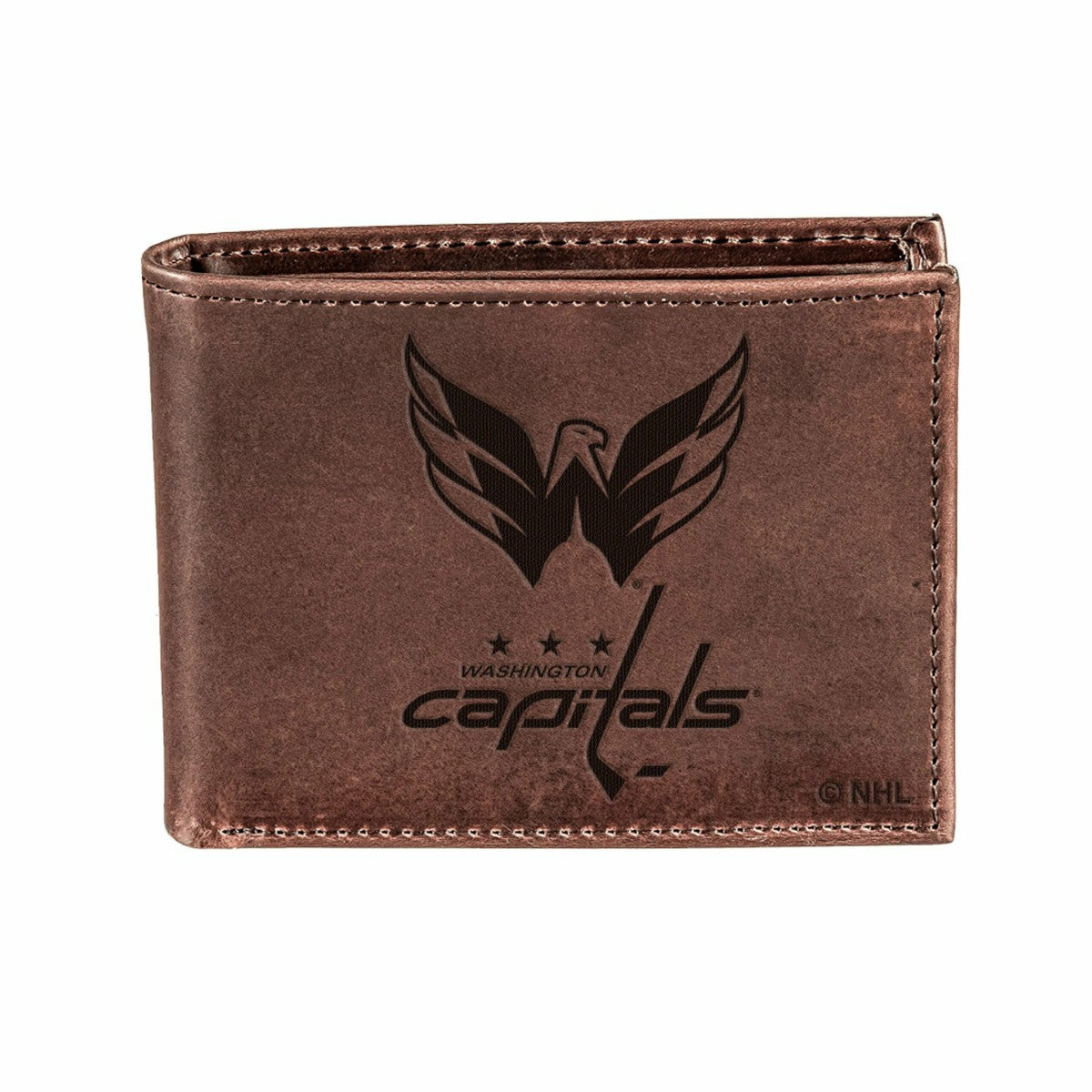 Washington Capitals, Bi-Fold Wallet, Brown, CH, 100% Genuine Leather