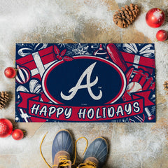 Atlanta Braves Holiday PVC Mat, 28"x16"