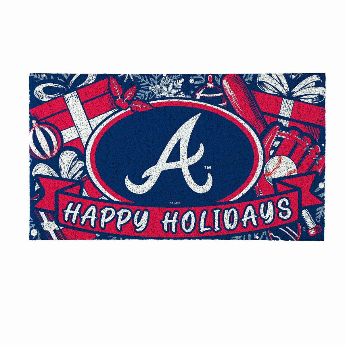 Atlanta Braves Holiday PVC Mat, 28"x16"
