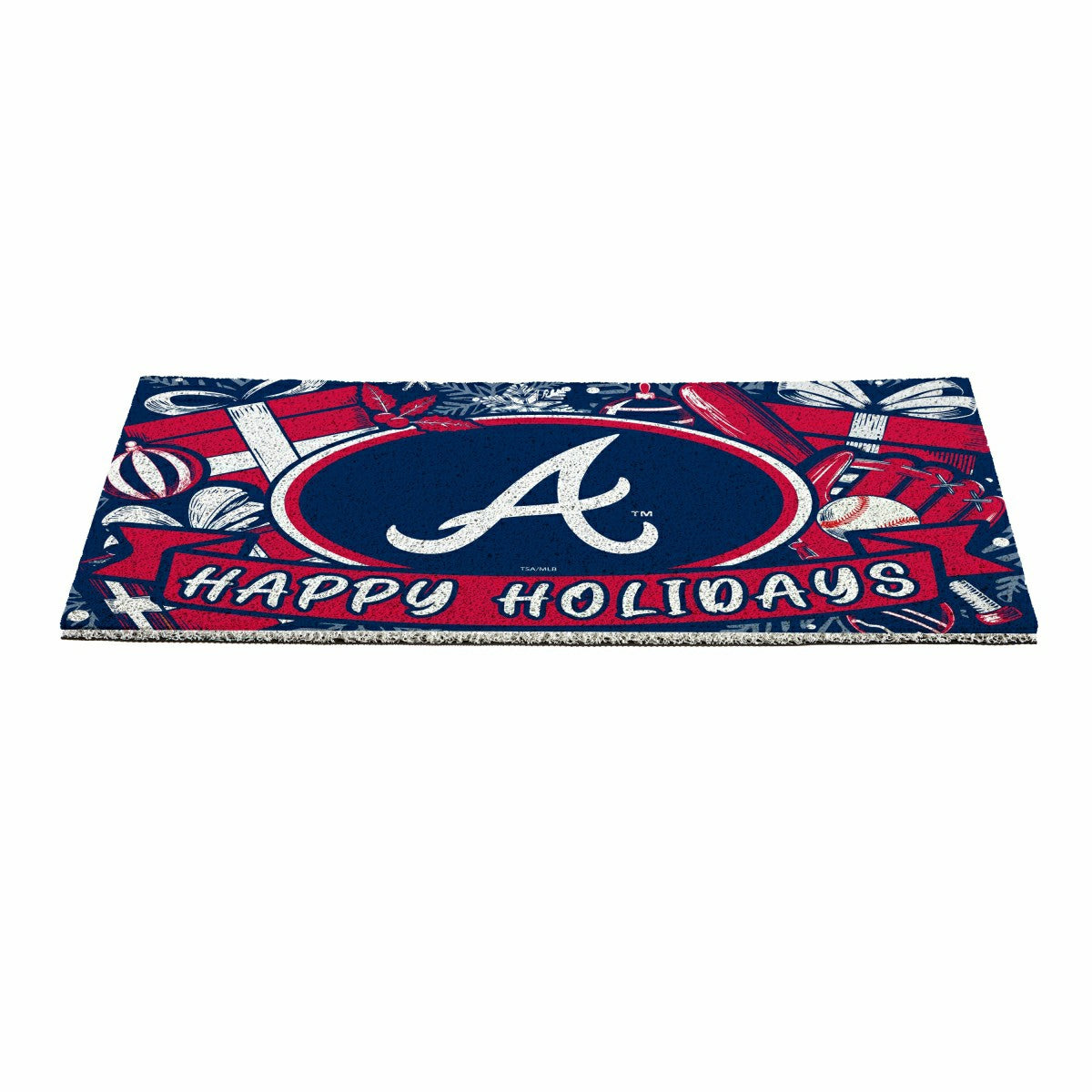 Atlanta Braves Holiday PVC Mat, 28"x16"