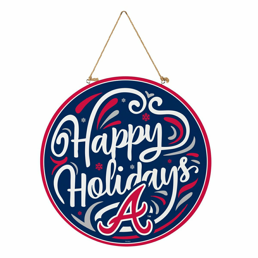 Atlanta Braves Holiday Round Door Décor with Hanging Rope, 18x18
