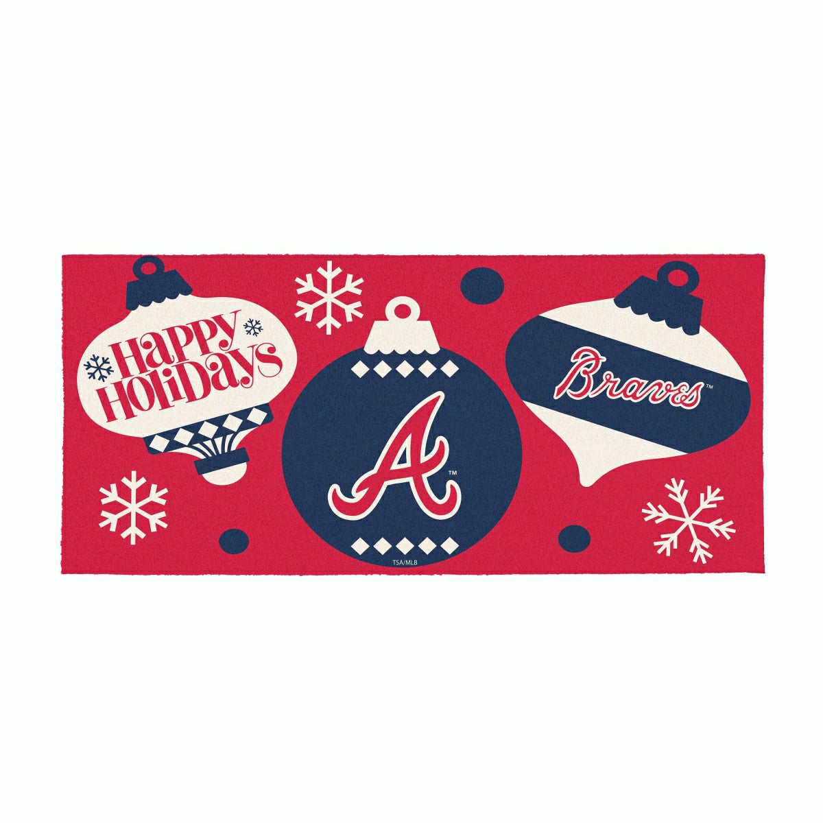 Atlanta Braves Holiday Flocked Coir Sassafras Switch Mat, 22"x10"