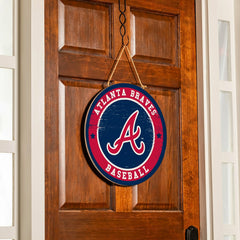 Atlanta Braves Round Door Décor with Hanging Rope, 18x18
