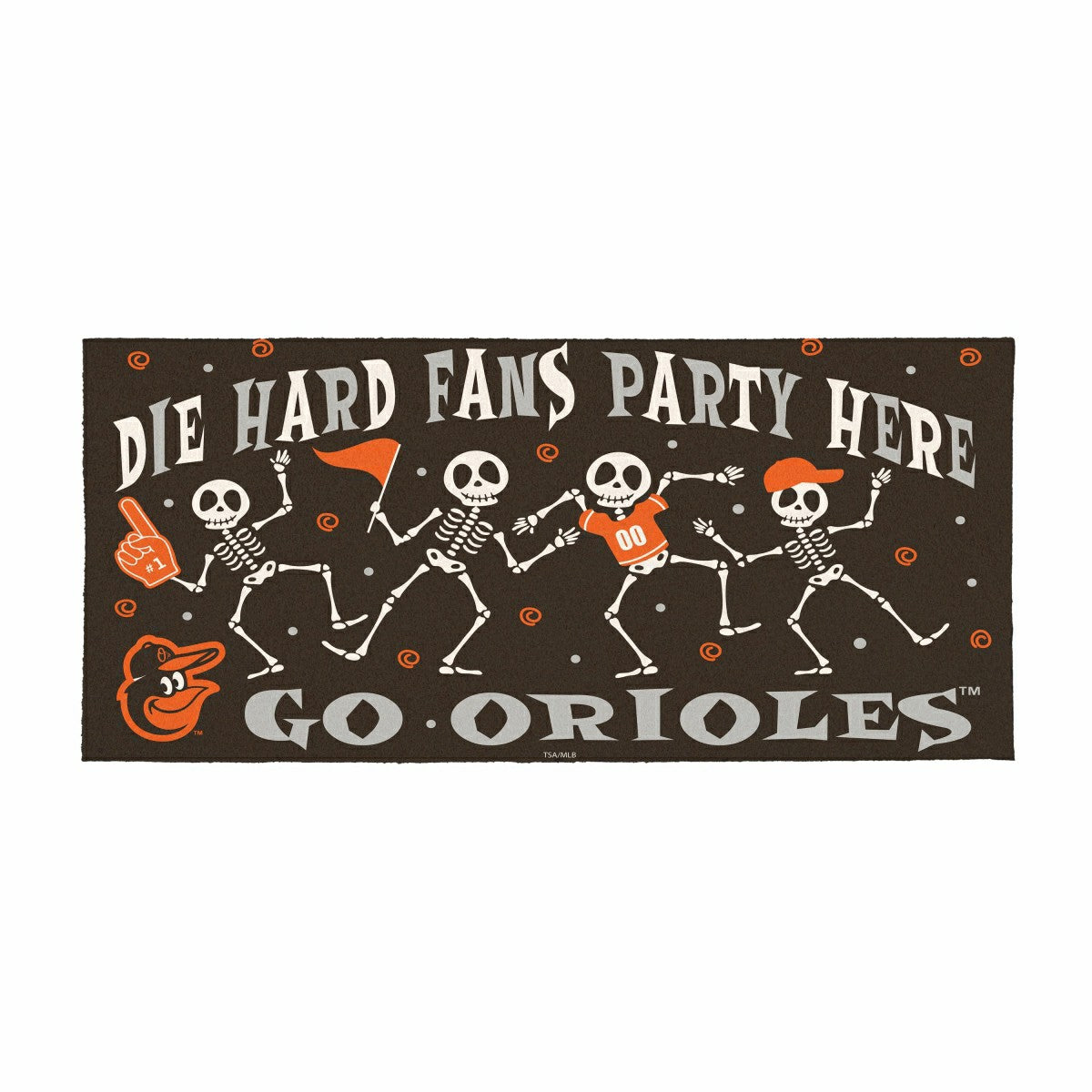 Baltimore Orioles Flocked Coir Halloween Sassafras Switch Mat, 22"x10"