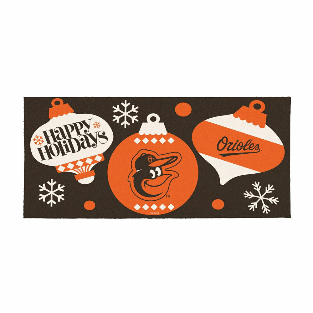 Baltimore Orioles Holiday Flocked Coir Sassafras Switch Mat, 22"x10"