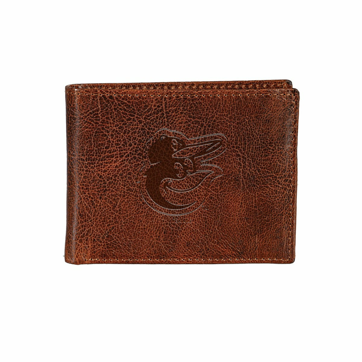 Baltimore Orioles, Embossed 100% Genuine Tumbled Leather Passcase Bi-F