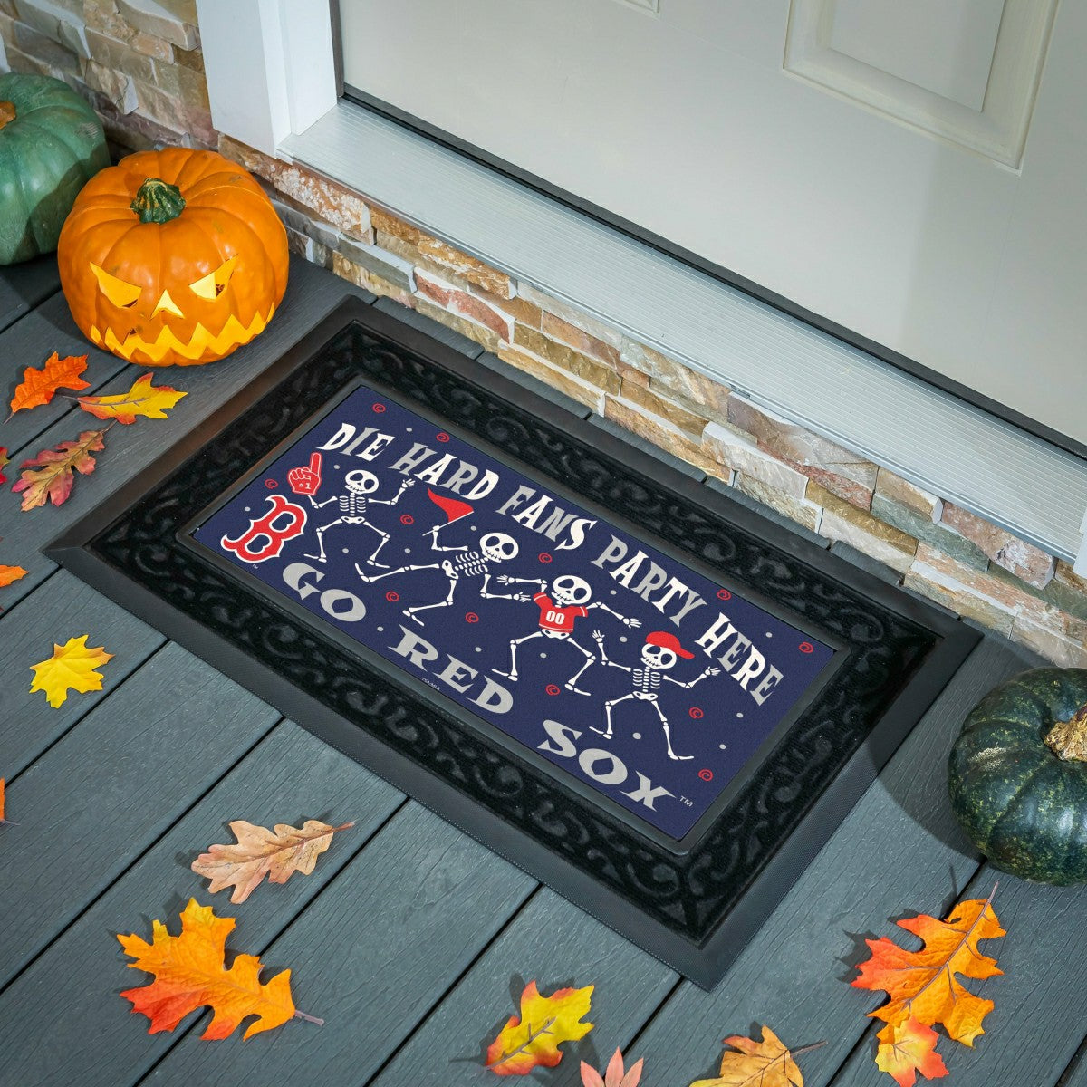 Boston Red Sox Flocked Coir Halloween Sassafras Switch Mat, 22"x10"