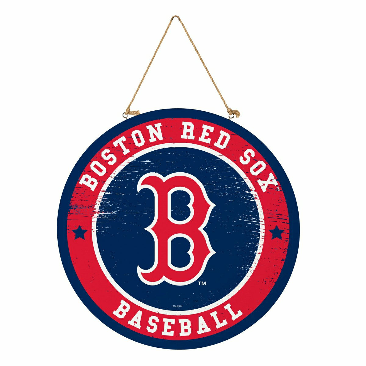 Boston Red Sox Round Door Décor with Hanging Rope, 18x18