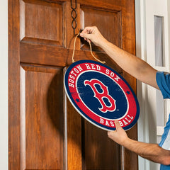 Boston Red Sox Round Door Décor with Hanging Rope, 18x18