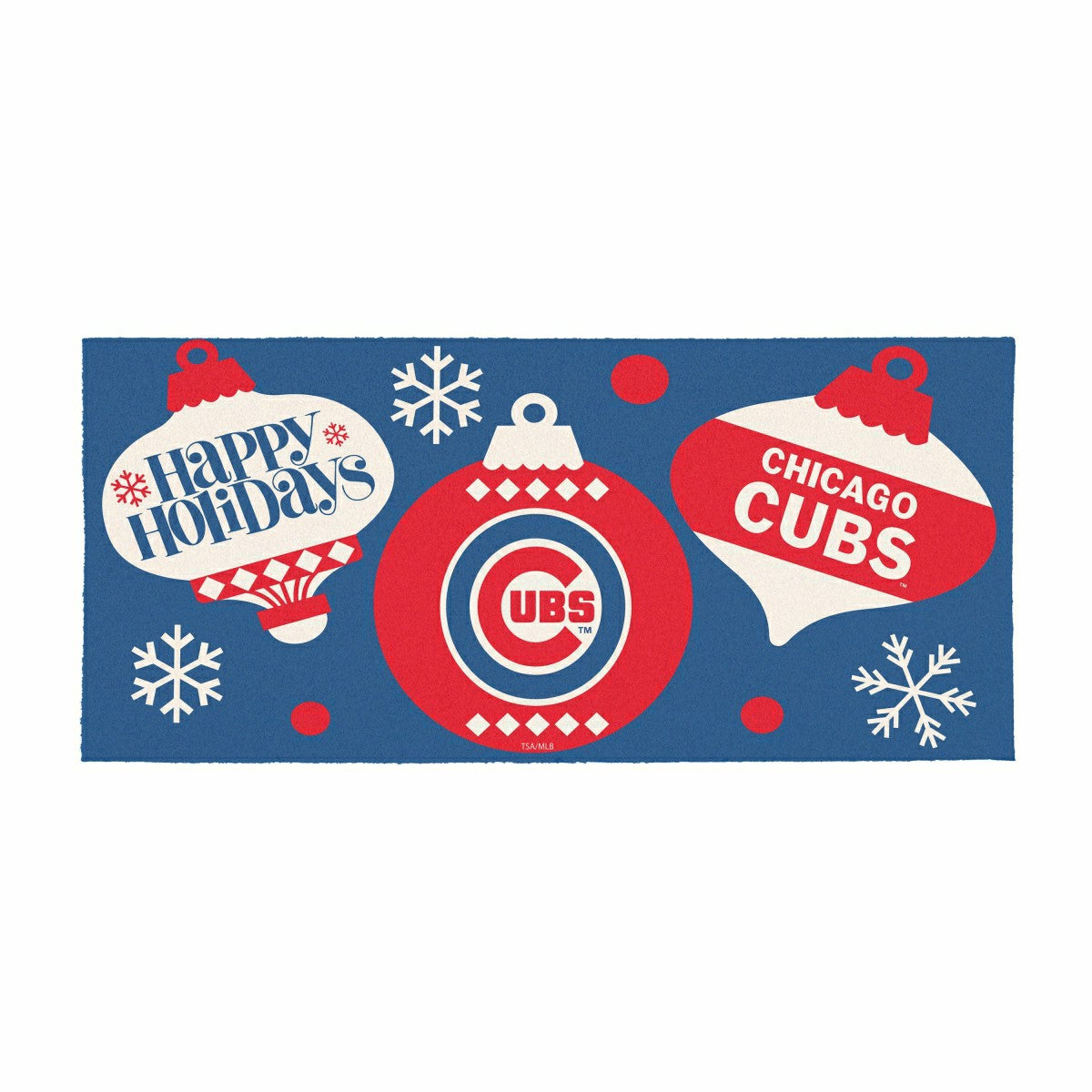 Chicago Cubs Holiday Flocked Coir Sassafras Switch Mat, 22"x10"