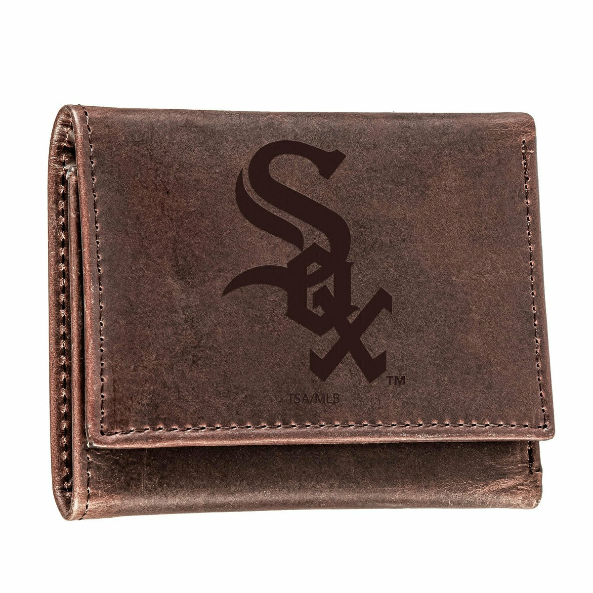 Chicago White Sox Tri-Fold Wallet Brown 100% Genuine Leather