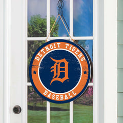 Detroit Tigers Round Door Décor with Hanging Rope, 18x18