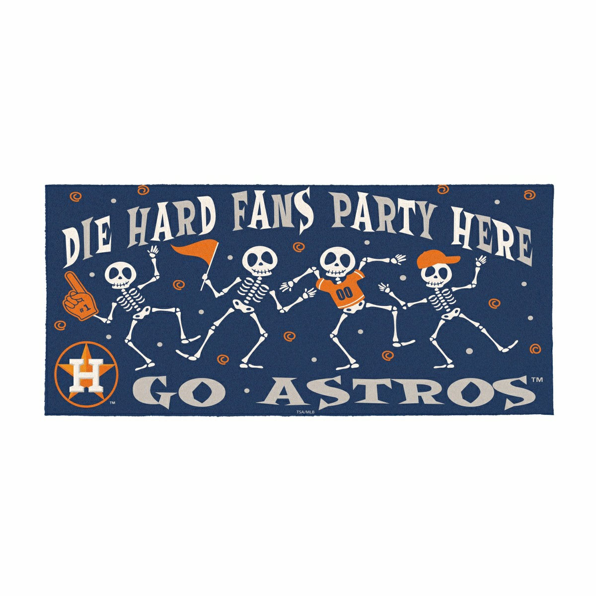 Houston Astros Flocked Coir Halloween Sassafras Switch Mat, 22"x10"