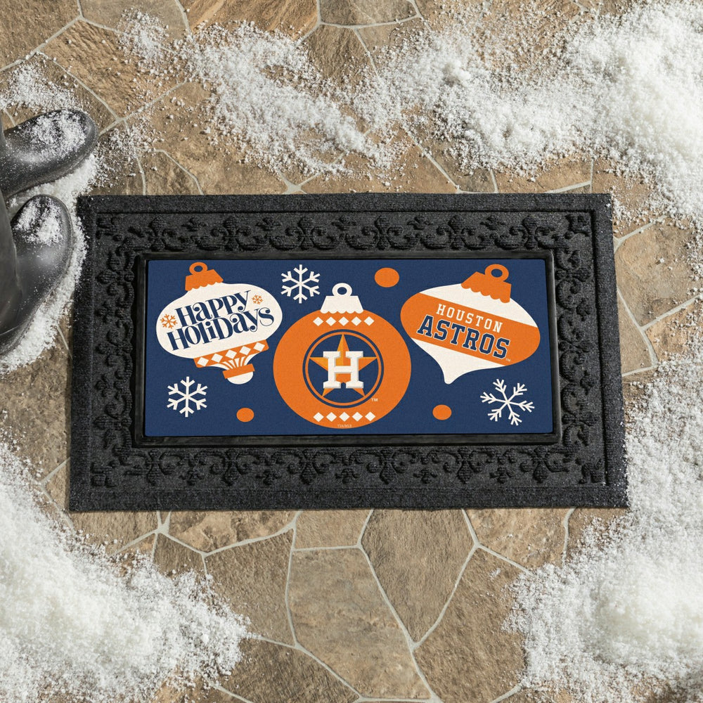 Houston Astros Holiday Flocked Coir Sassafras Switch Mat, 22"x10"
