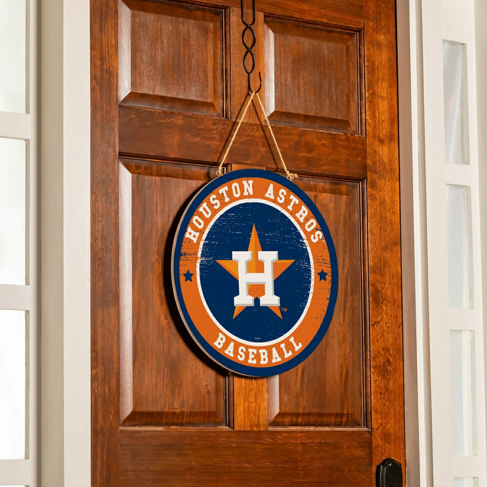 Houston Astros Round Door Décor with Hanging Rope, 18x18