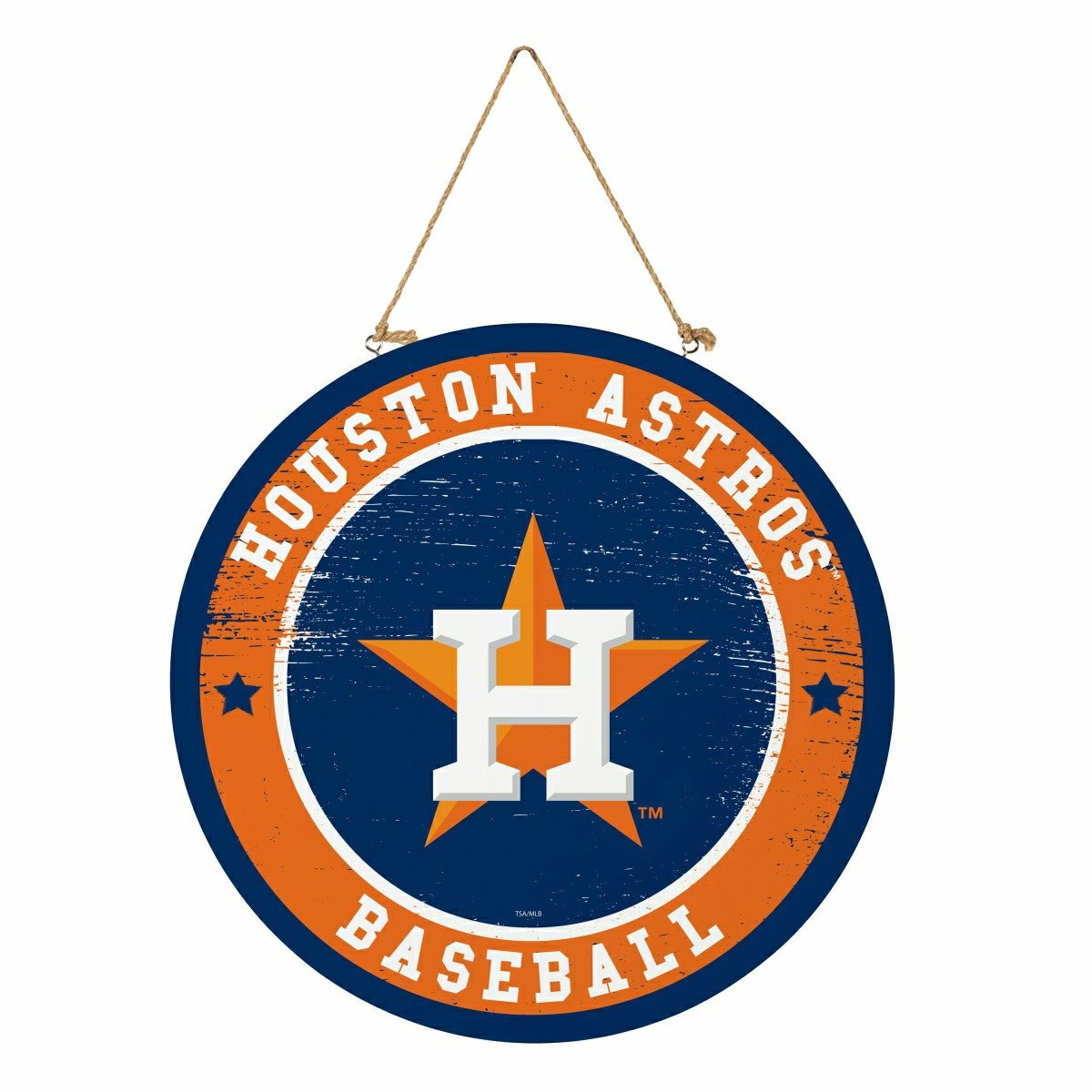 Houston Astros Round Door Décor with Hanging Rope, 18x18