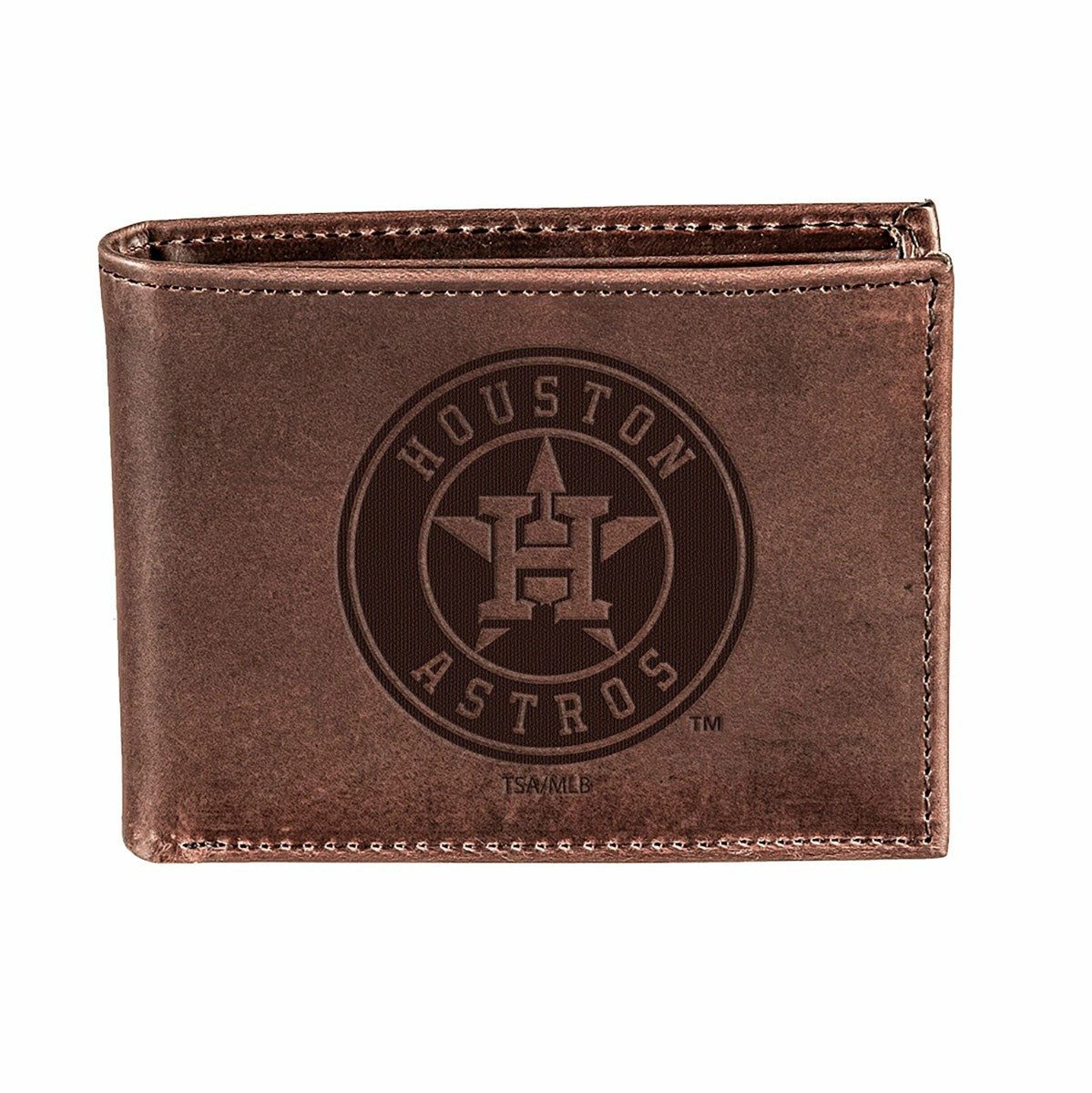 Houston Astros Bi-Fold Wallet Brown 100% Genuine Leather