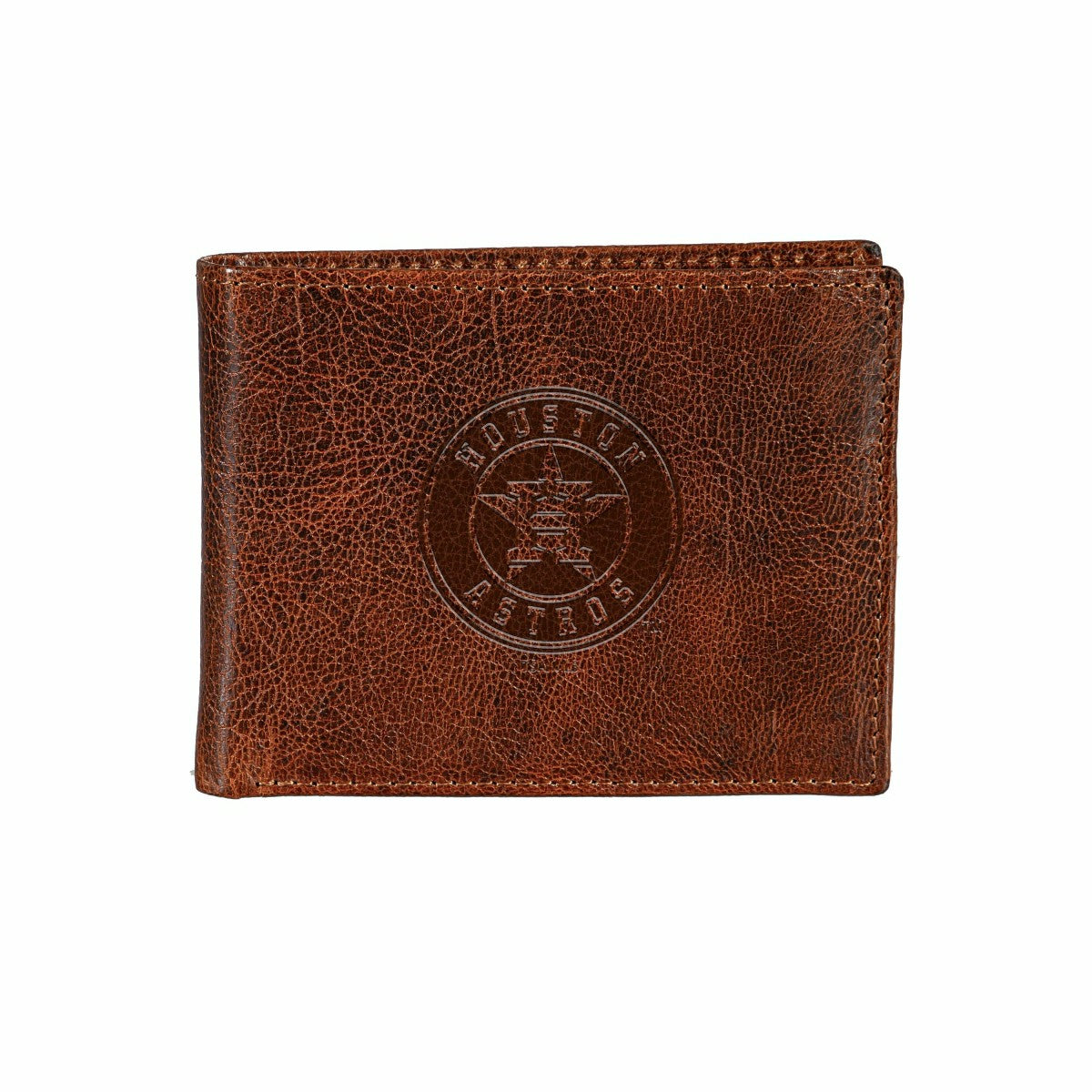 Houston Astros, Embossed 100% Genuine Tumbled Leather Passcase Bi-Fold