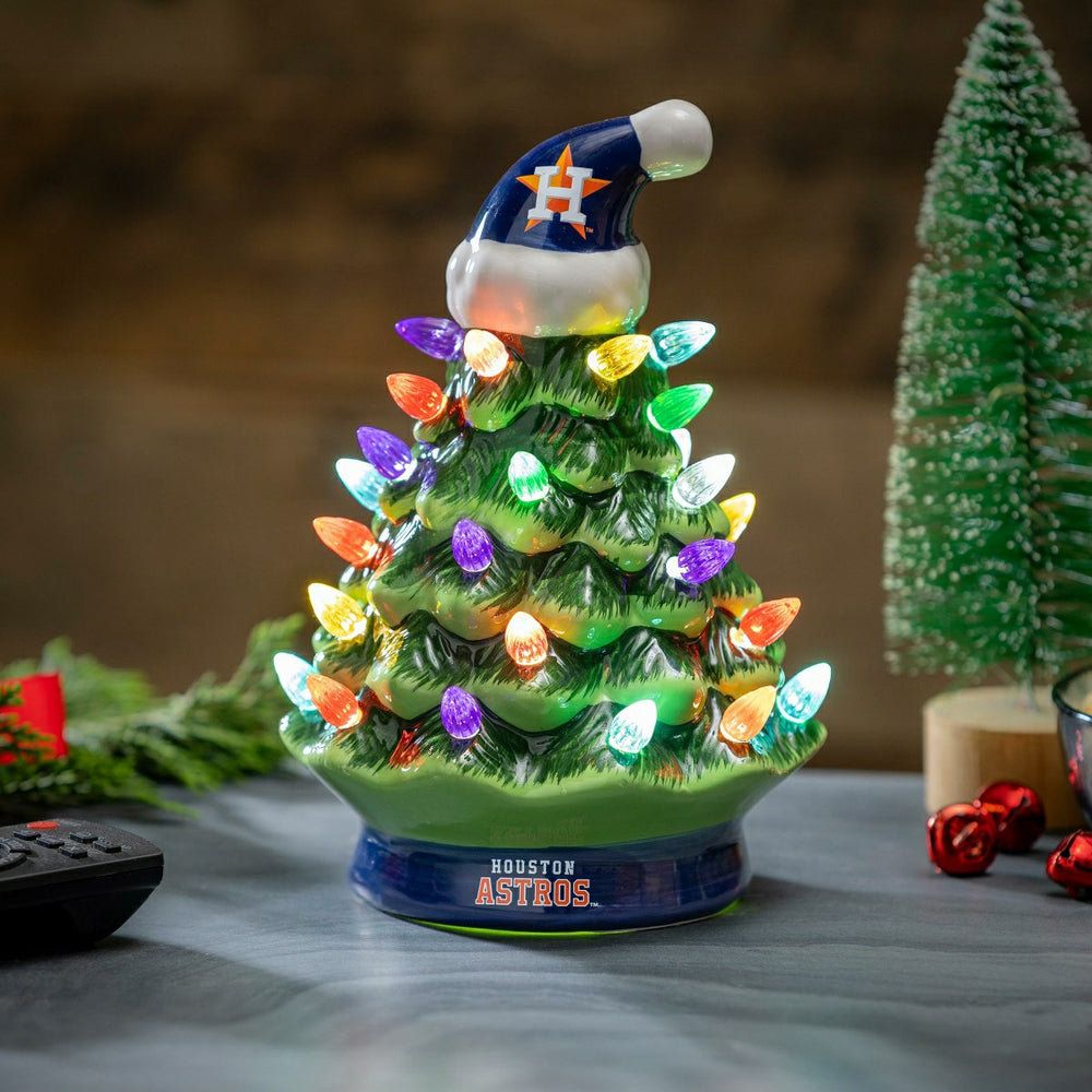 Houston Astros 8" LED Ceramic Christmas Tree