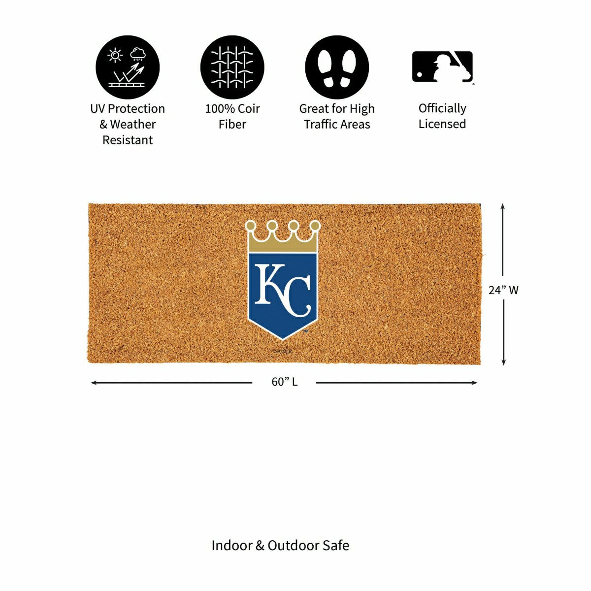 Kansas City Royals Extra Large Full Color Coir Mat, 60"x24"