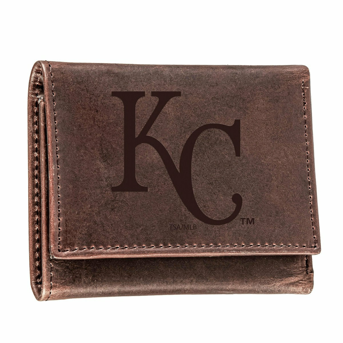 Kansas City Royals Tri-Fold Wallet Brown 100% Genuine Leather