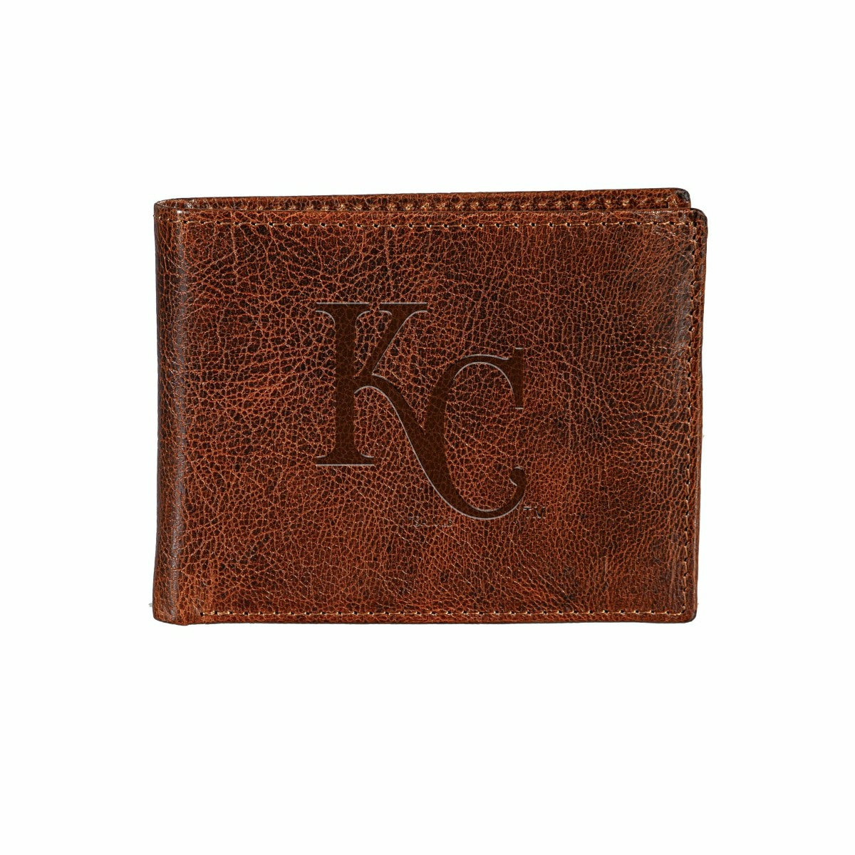 Kansas City Royals, Embossed 100% Genuine Tumbled Leather Passcase Bi-