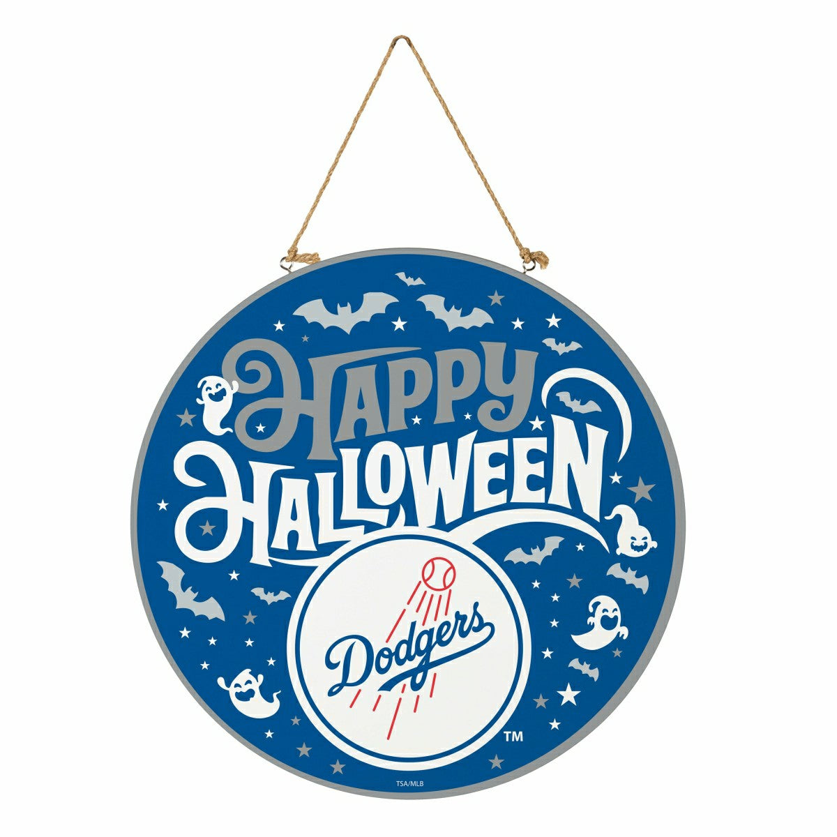 Los Angeles Dodgers Halloween Round Door Décor with Hanging Rope, 18x1