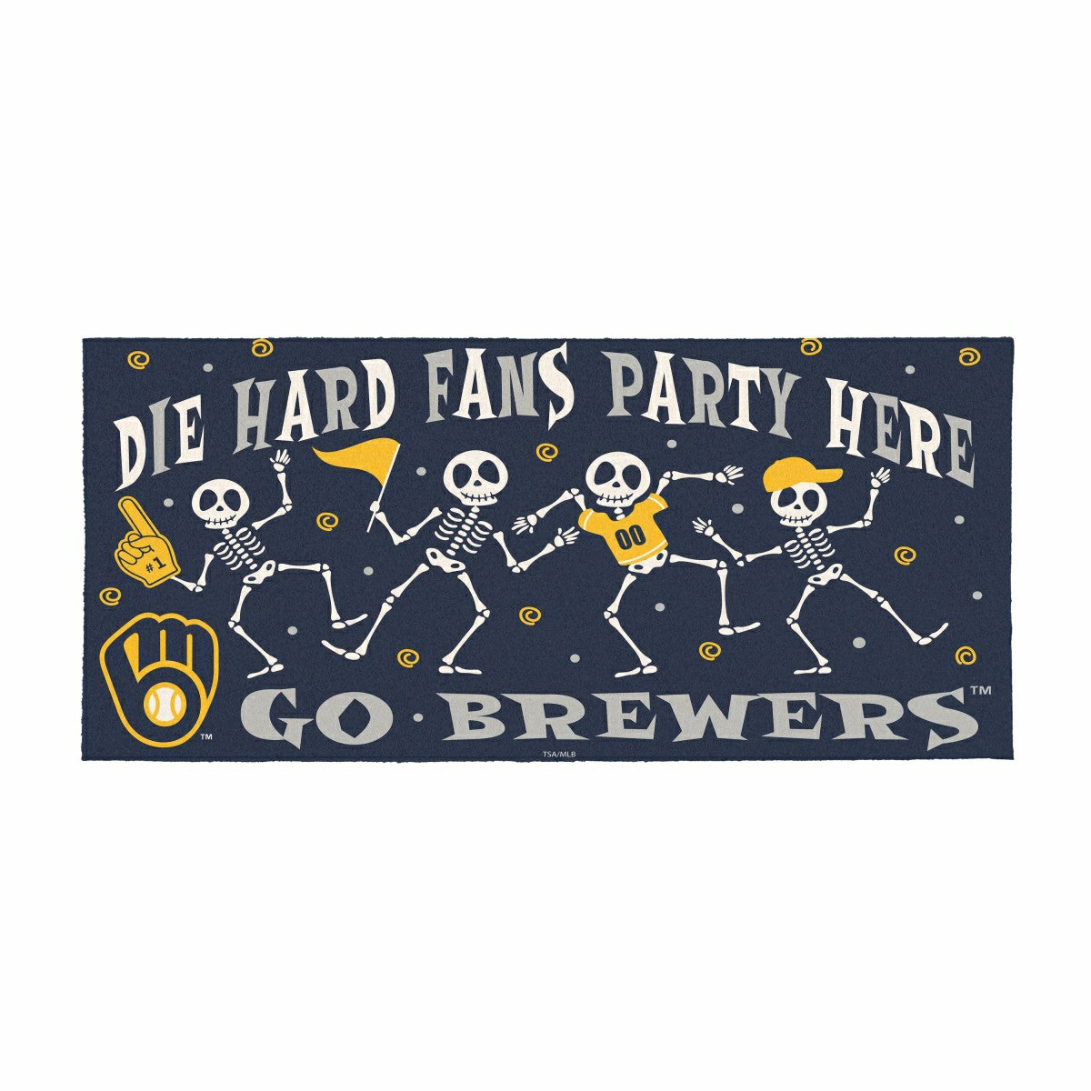Milwaukee Brewers Flocked Coir Halloween Sassafras Switch Mat, 22"x10"