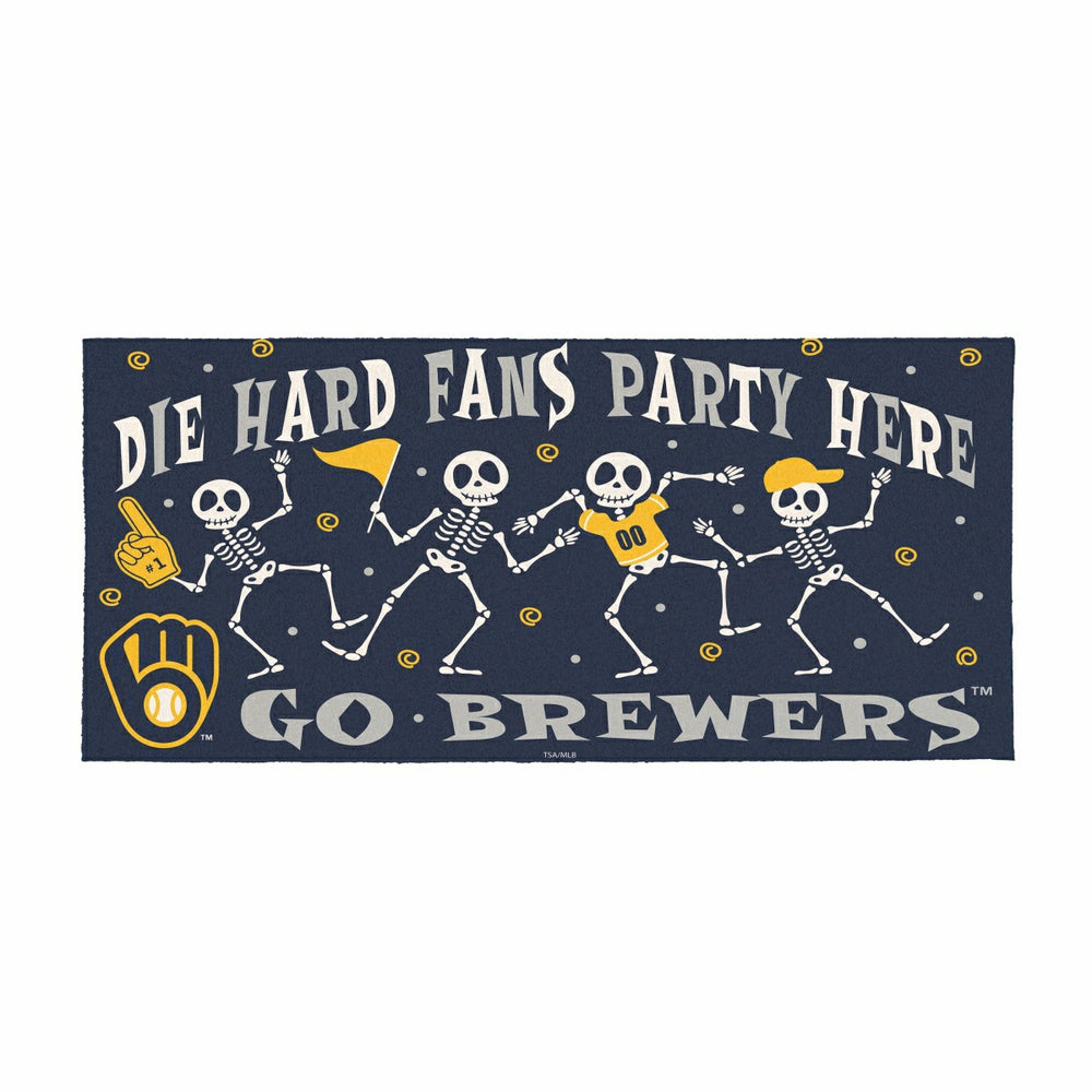 Milwaukee Brewers Flocked Coir Halloween Sassafras Switch Mat, 22"x10"