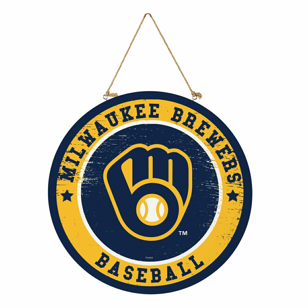 Milwaukee Brewers Round Door Décor with Hanging Rope, 18x18