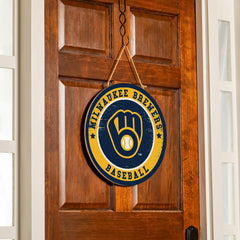 Milwaukee Brewers Round Door Décor with Hanging Rope, 18x18