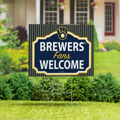 Milwaukee Brewers Coroplast Yard Sign, "Fans Welcome"