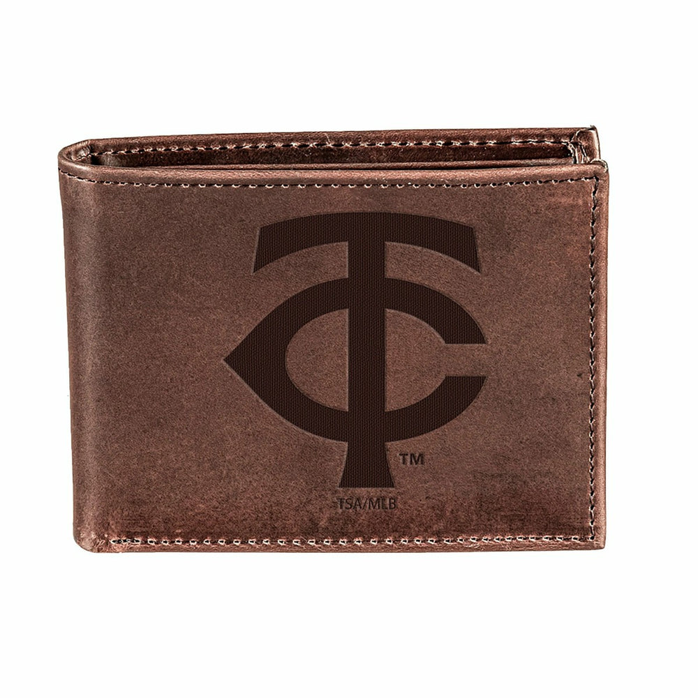 Minnesota Twins Bi-Fold Wallet Brown 100% Genuine Leather