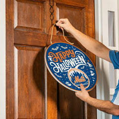 New York Mets Halloween Round Door Décor with Hanging Rope, 18x18