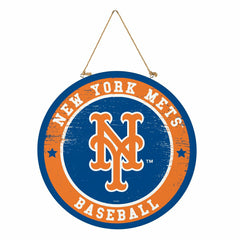 New York Mets Round Door Décor with Hanging Rope, 18x18