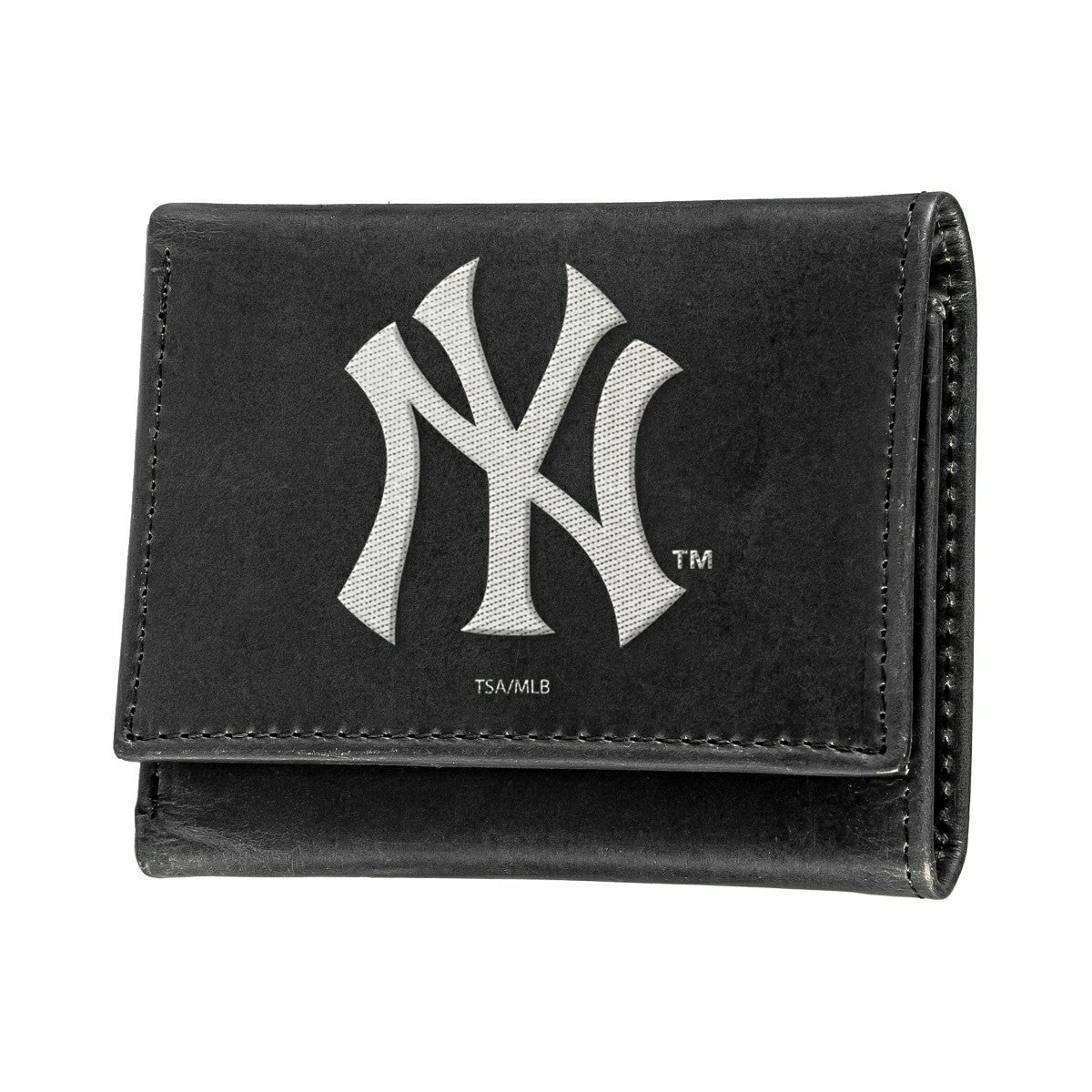 New York Yankees Black Tri-Fold Embroidered Wallet w/ RFID Blocking