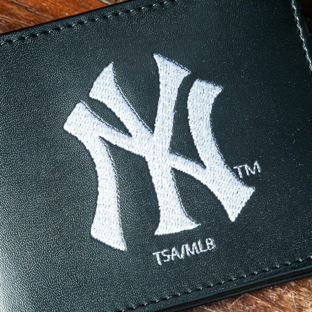 New York Yankees Black Bi-Fold Embroidered Wallet w/ RFID Blocking