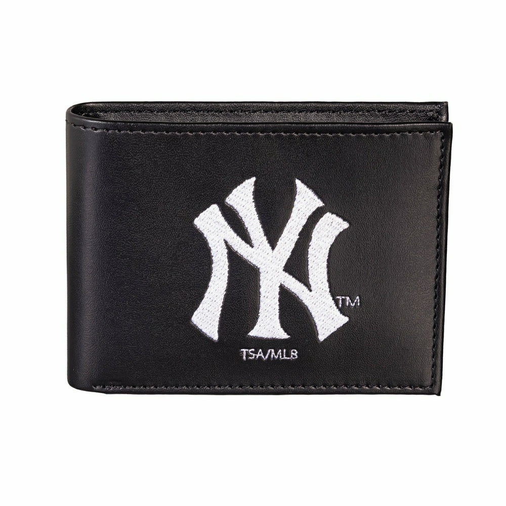 New York Yankees Black Bi-Fold Embroidered Wallet w/ RFID Blocking