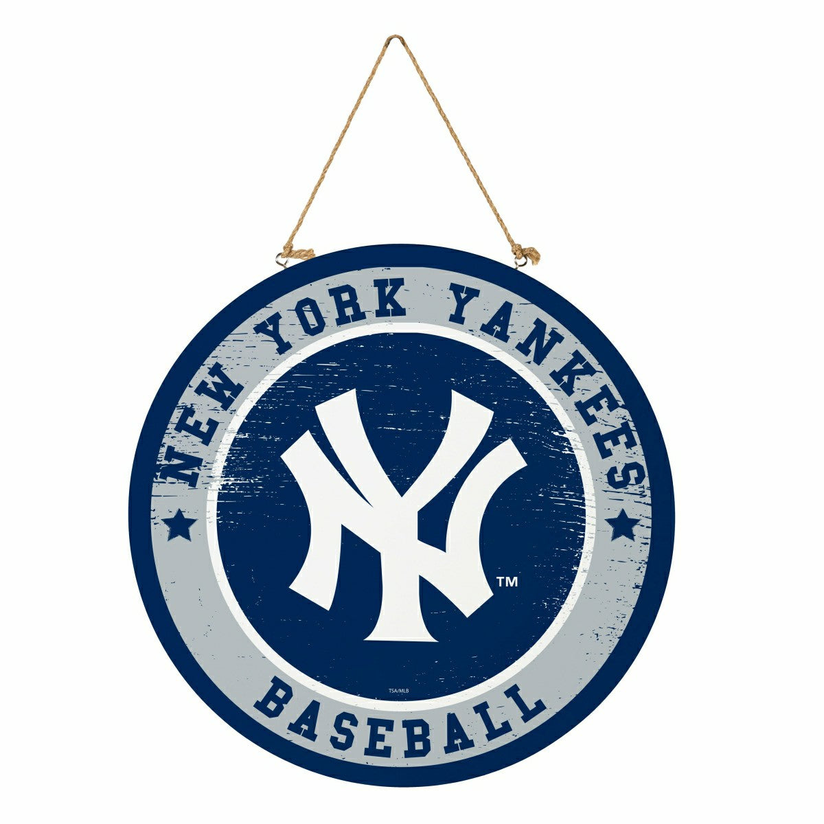 New York Yankees Round Door Décor with Hanging Rope, 18x18