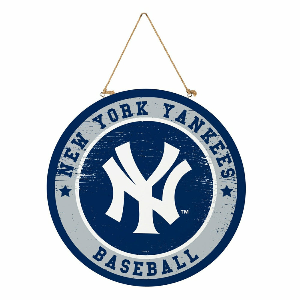 New York Yankees Round Door Décor with Hanging Rope, 18x18